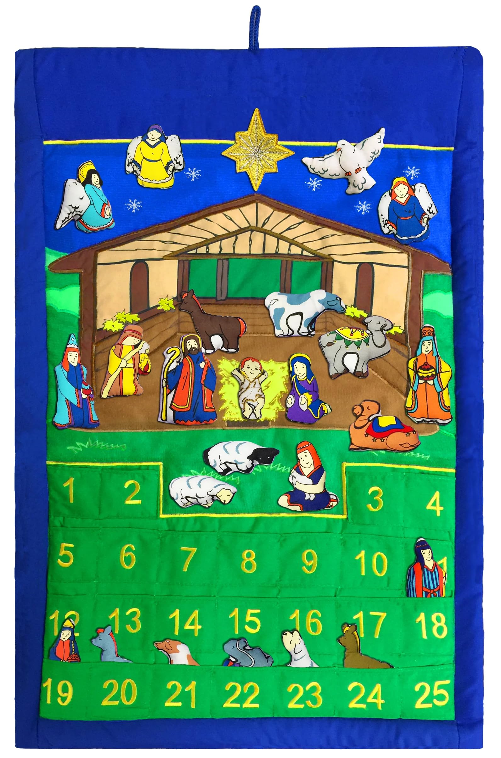 Personalized Nativity Manger Advent Calendar by Pockets of Learning | Holiday Décor, Crèche Scene, Christmas Fabric Wall Hanging, Cloth Countdown