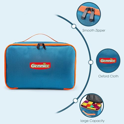 Miniatura 8 de Gemmicc Juego de 100 azulejos magnéticos + bolsa de transporte de juguetes