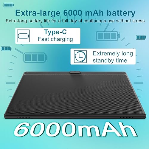 Miniatura 4 de YQSAVIOR Tablet Android 12 de 10 pulgadas, tableta 2 en 1 con teclado, 4 GB+64 GB Tablet PC, Quad Core, pantalla HD 1280 * 800, cámara dual, Wi-Fi,