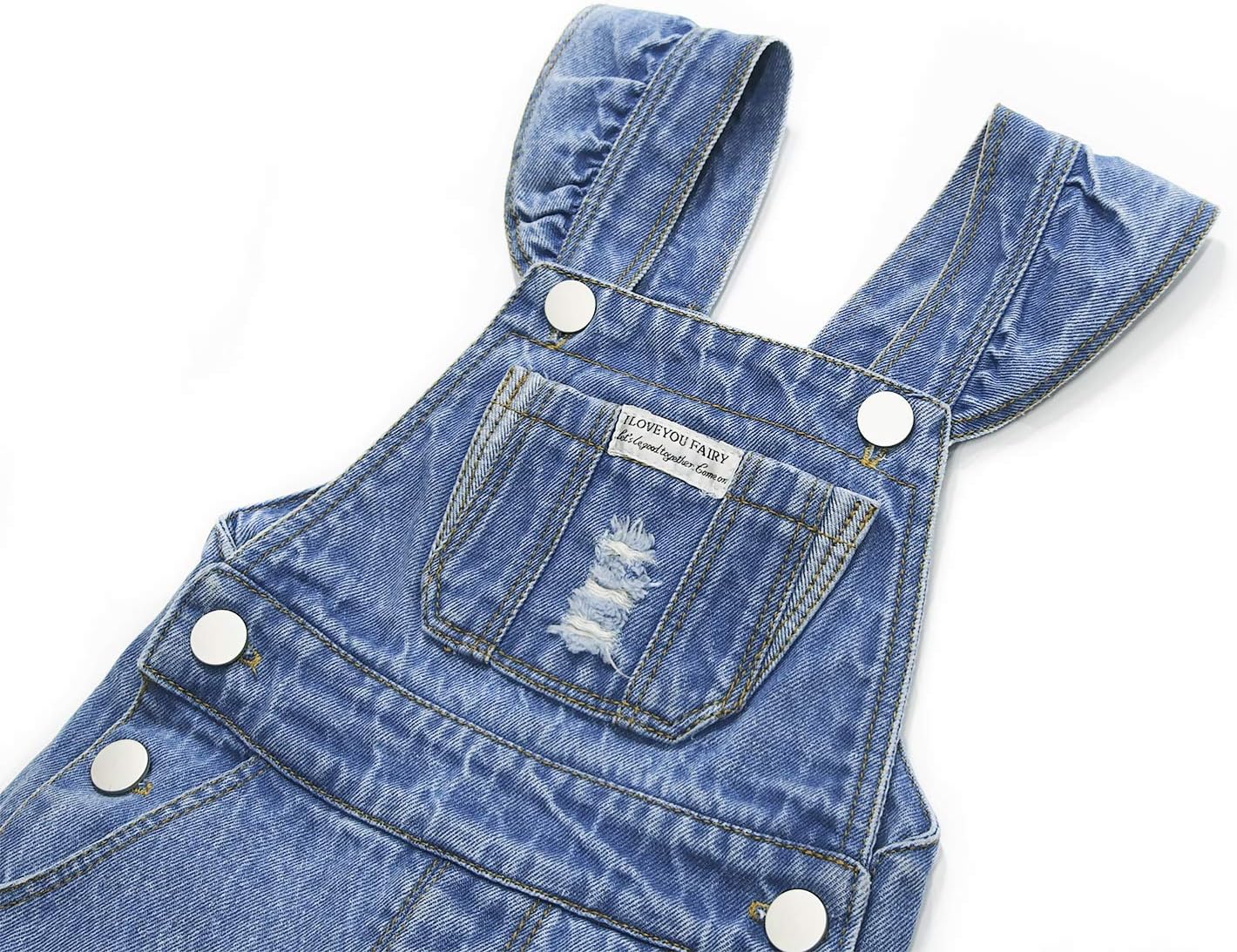 KIDSCOOL SPACE Baby Girl Boy Jean Overalls,Little Kid Bib Pocket Denim Workwear - Image 3