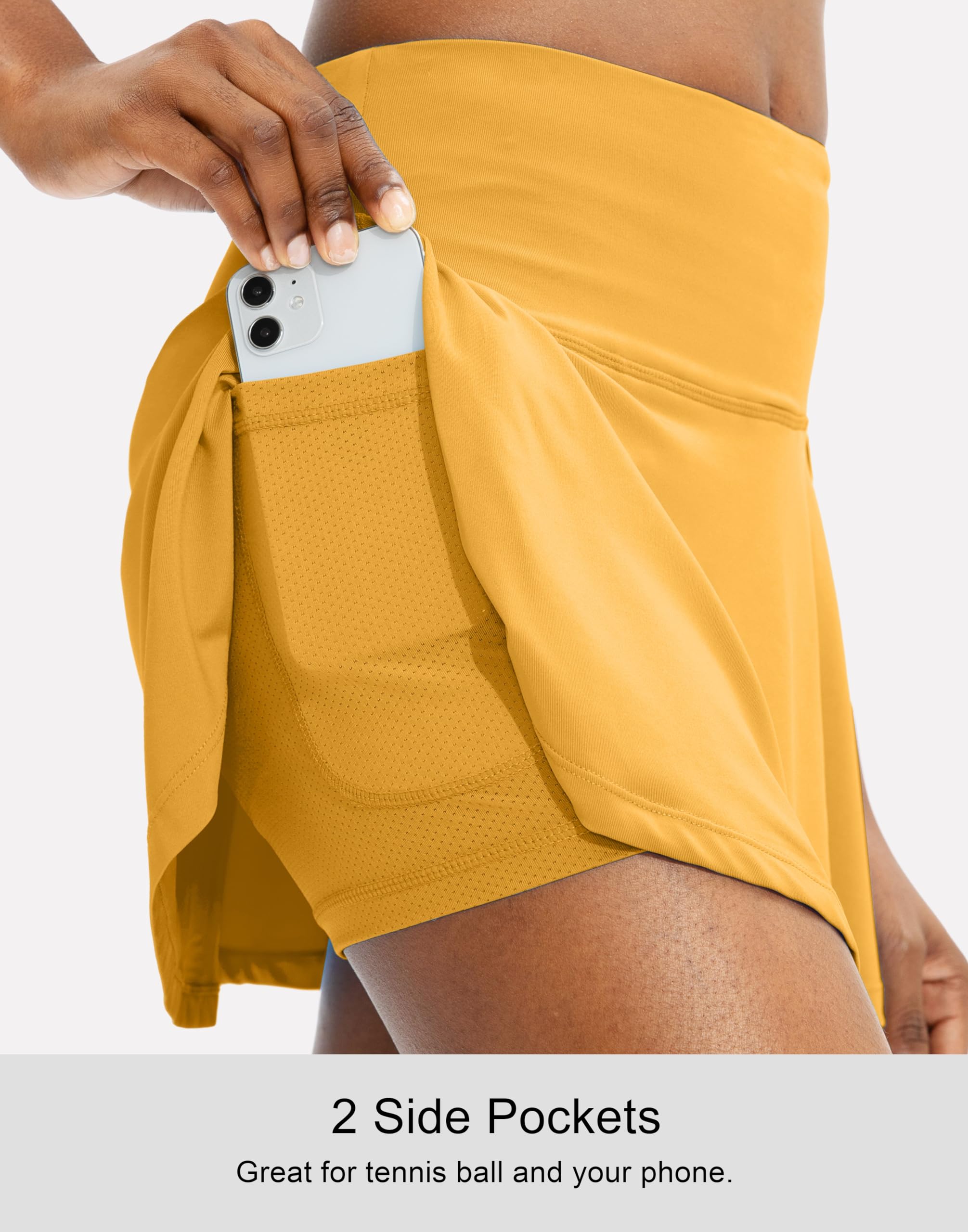 SANTINY Jupe de tennis plissée pour femme avec 4 poches - Taille haute - Pour la course à pied - Décontracté