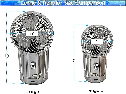 Miniatura 3 de Luz y ventilador alimentados por linterna solar 6 en 1 lámpara de camping recargable portátil con ventilador estación de carga y batería de respaldo