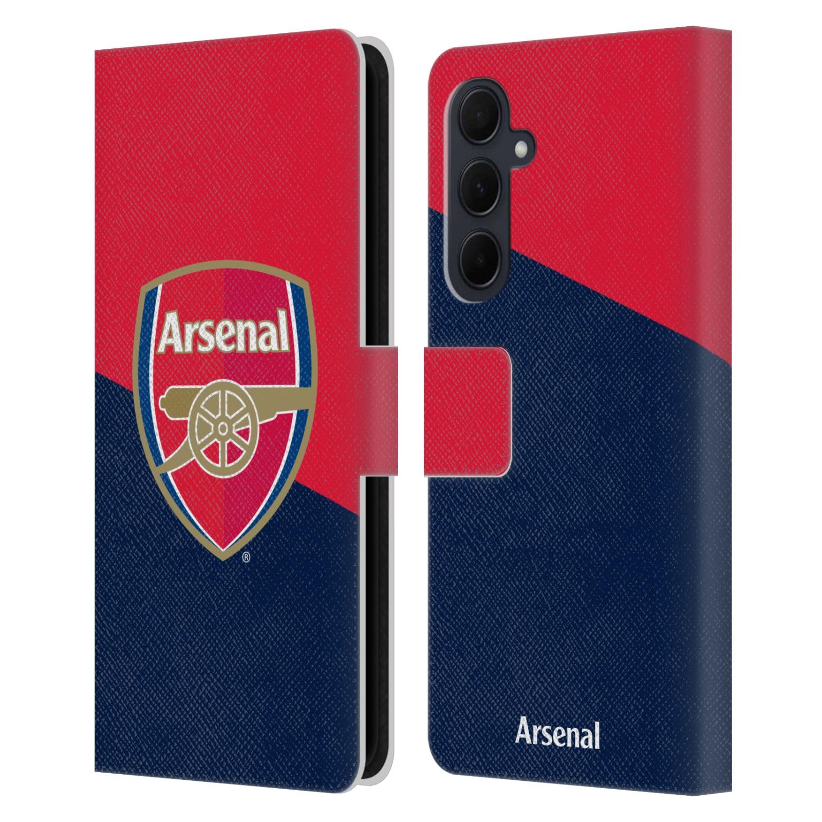 Head Case Designs Officially Licensed Arsenal FC Red & Blue Logo Crest 2 Leather Wallet Case Compatible with Samsung Galaxy A35 5G