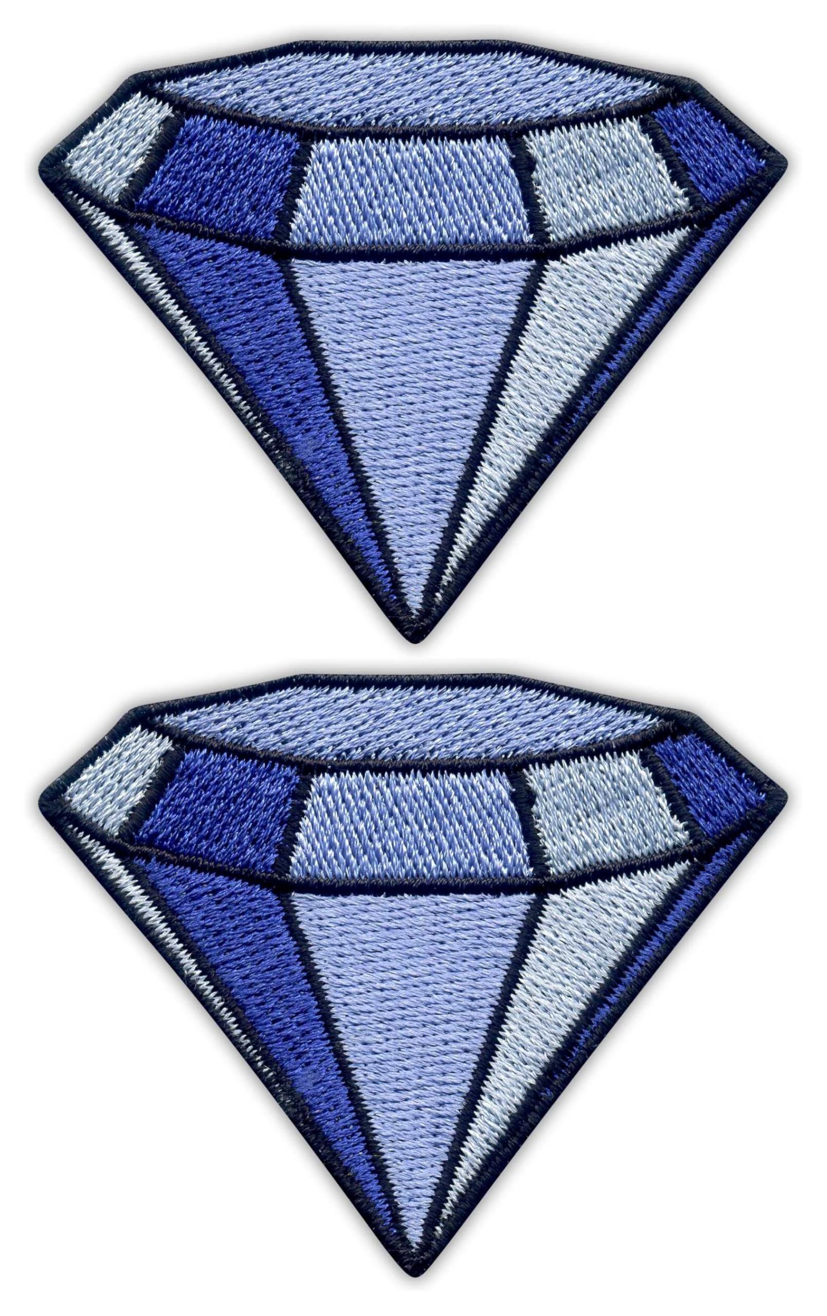 Écusson brodé à coudre diamant bleu lot de 2 thermocollants pour veste
