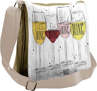 Wine Messenger Bag, 4 Types of Wine Rustic, Unisex Cross-body