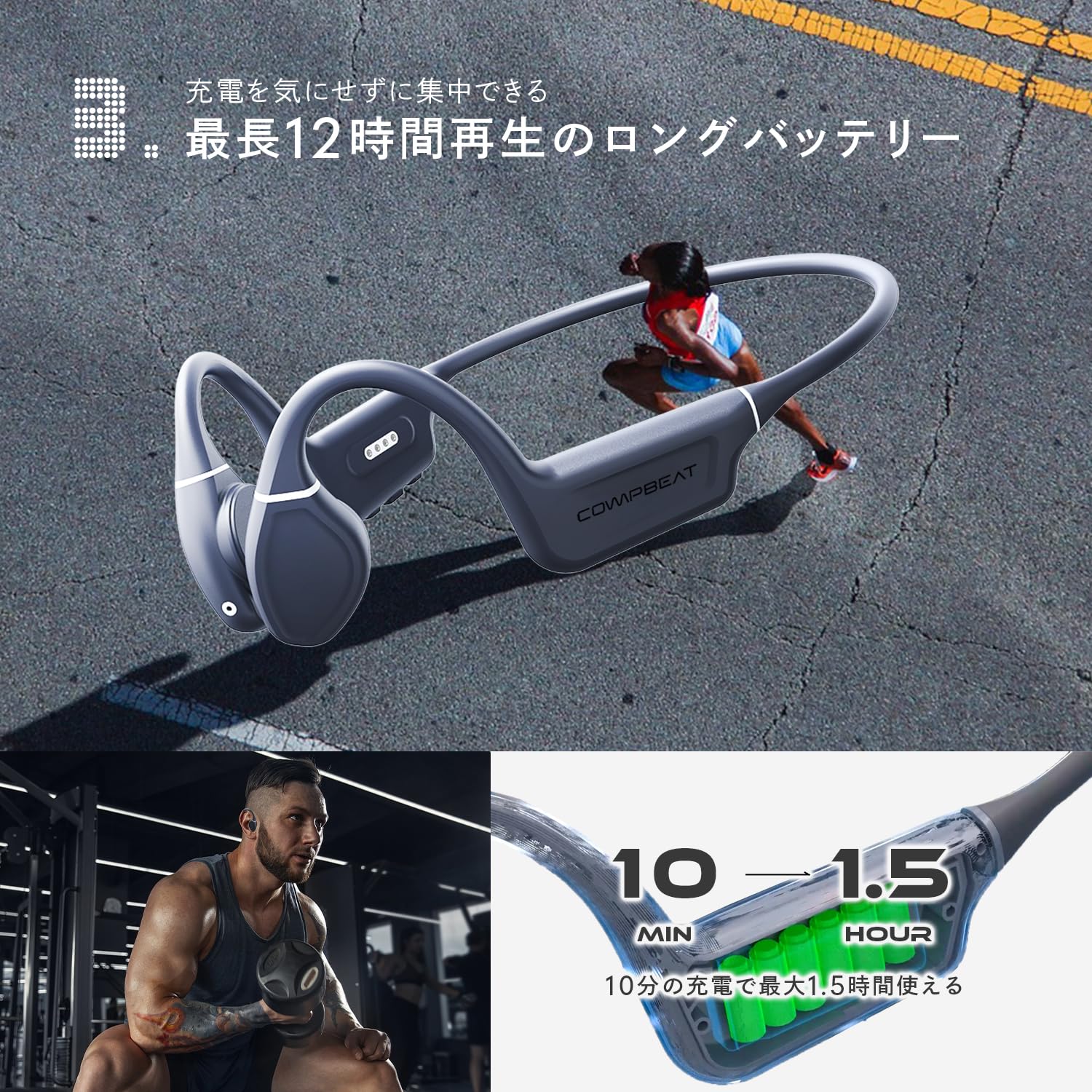 Amazon.co.jp: 【ミニサイズ】COMPBEAT ATHLETE 骨伝導イヤホン