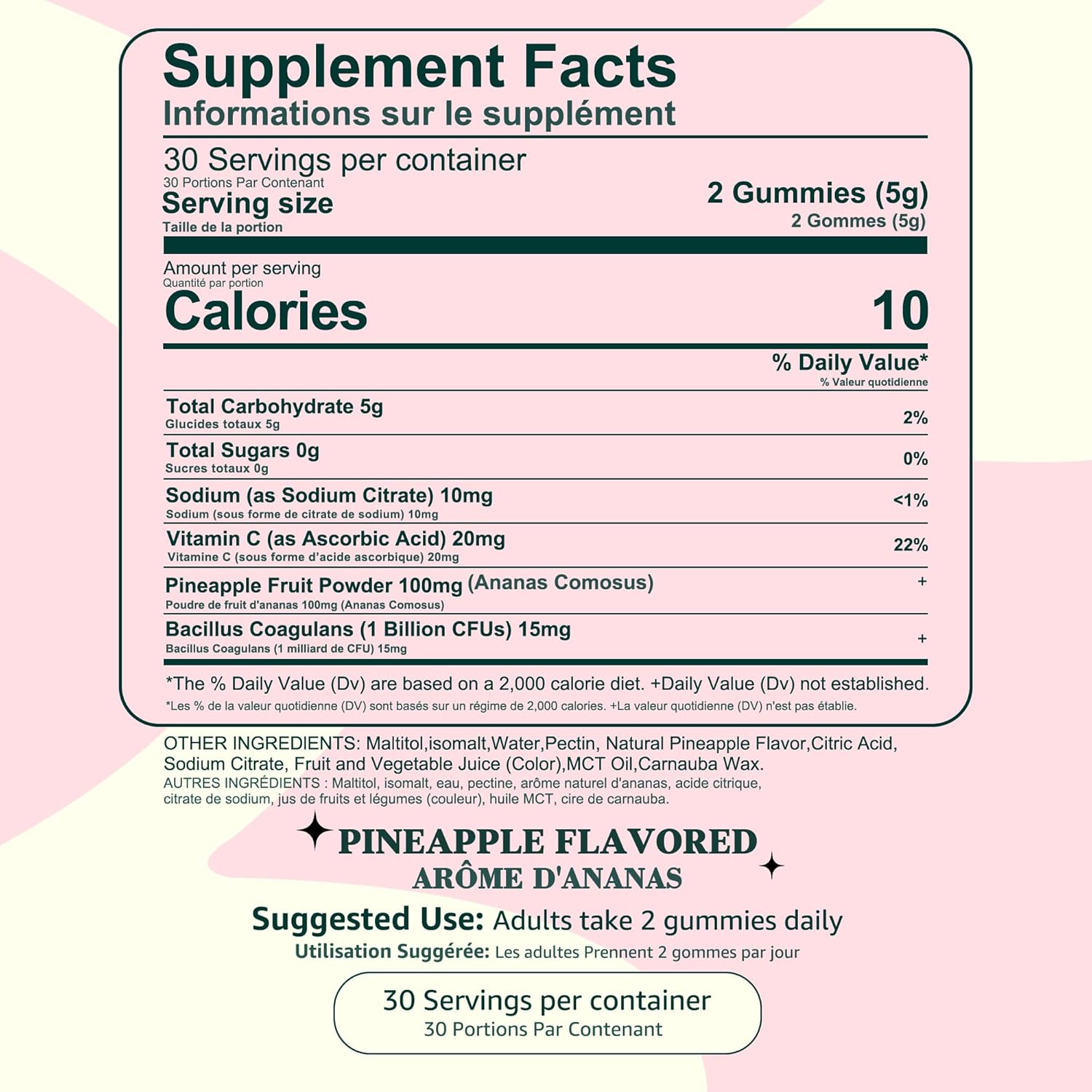 Pineapple Gummies for Women pH - Feminine Balance Gummies for Odor and Flora Health & Wellness, Probiotics Vaginal Gummy, Hawaiian Pineapple, Gluten-Free, Vegan (60 Counts - 30 Servings)