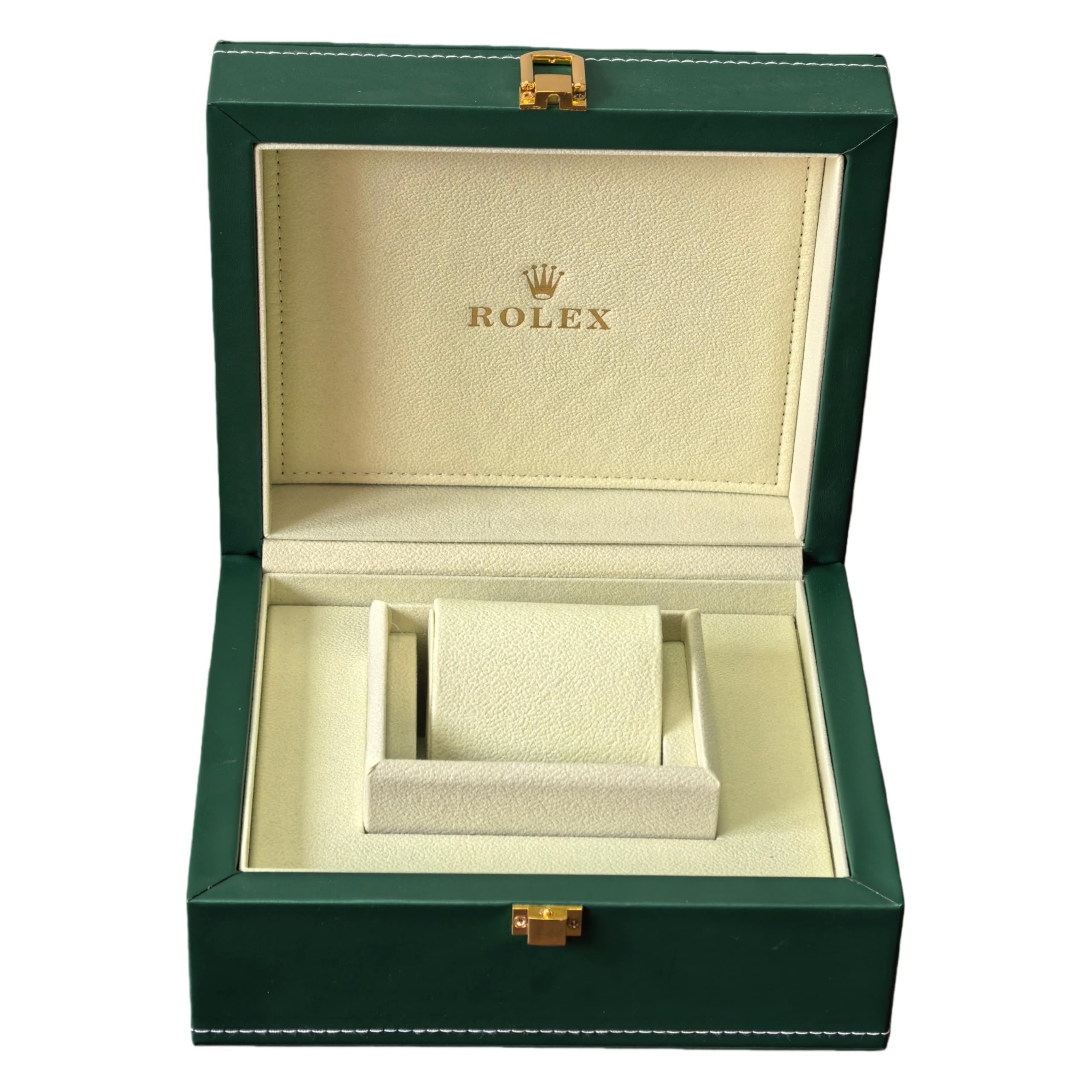 Estuche Soporte de Reloj Acabado de Cuero Verde Marco de Madera Maciza Caja de Reloj para Rolex GMT