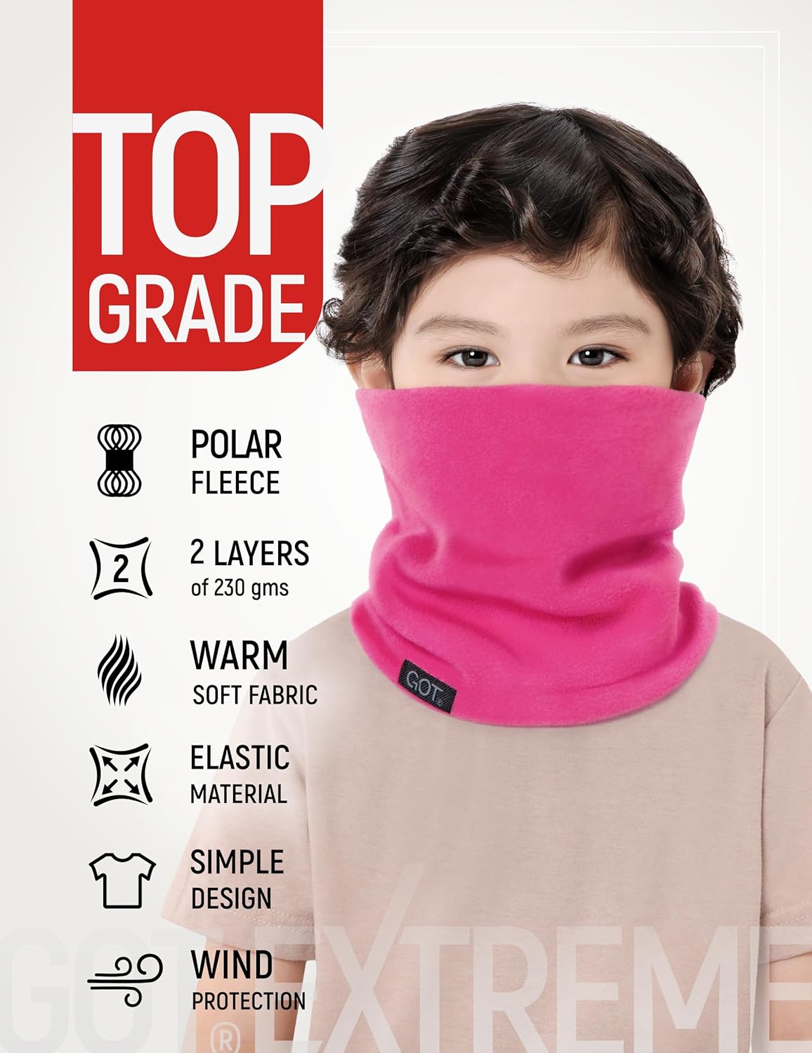 GOT Sports Kids Neck Warmer - Polar Fleece Ski Mask for Boys Girls - Double-Layer Scarf (Ages 3-6) - Image 2
