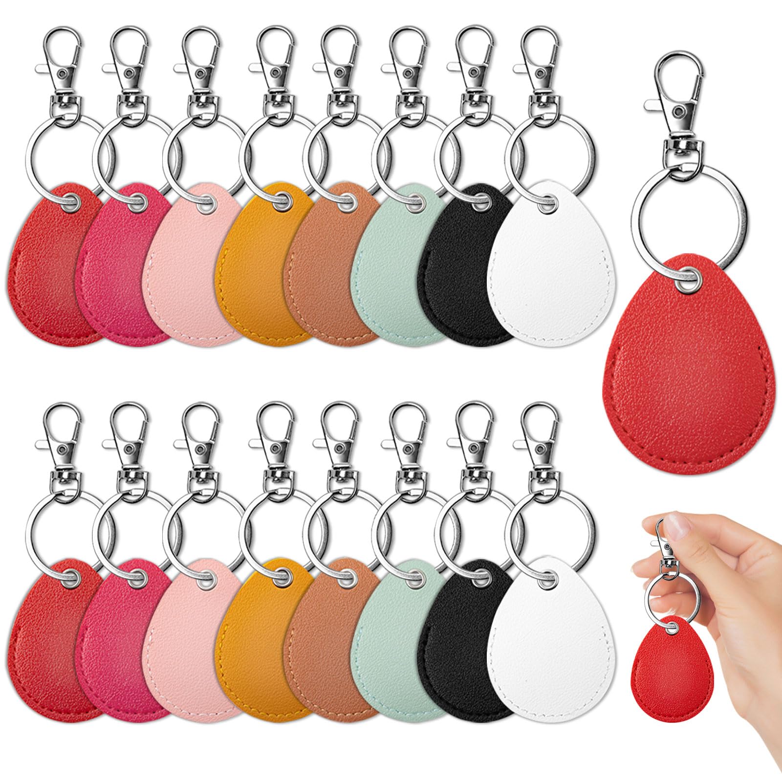 16PCS Key Fob Holder, PU Leather Key Holder with Metal Rings, NFC Tags Holder Keyring, for Keys ID Key Cards and Bag