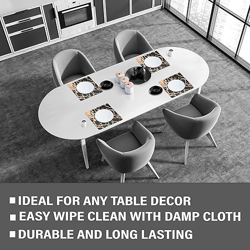 Miniatura 4 de Dainty Home Juego de 4 manteles individuales de mármol, lavables en oro rosa negro, 15 x 15 pulgadas, resistentes al calor, antideslizantes,