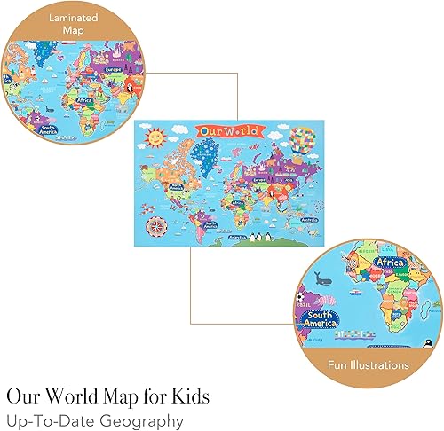Miniatura 2 de Póster Laminado del Mapa Mundial Laminado para Niños 36 x 24 pulgadas