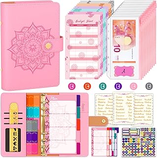 Aocii Classeur Budget Francais A6 Budget Planner, Enveloppe Budget - Motif Unique Carnet Budget Set Avec Classeurbudget,Color&eacute; Pochette Budget Depenses, Feuille Budget, &Eacute;tiquettes Fran&ccedil;ais, Rose p&acirc;le