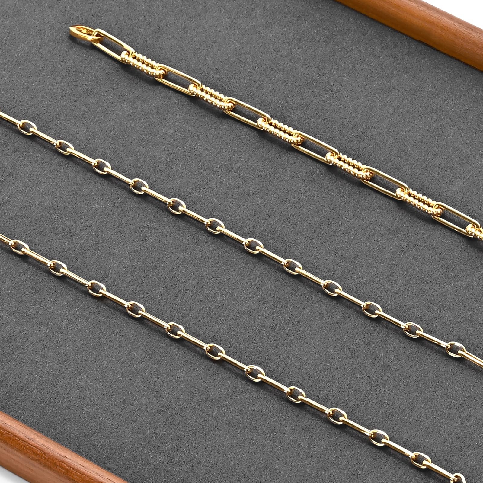 Oirlv Rectangle Plateaux à Bijoux Plateaux à Bijoux En Bois Massif,Organiseur à Bijoux,Rangement de Bijoux(Grand Format/Gris Foncé)