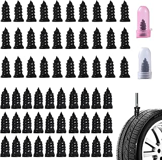 60 Pcs Tire Repair Screws, Tire Repair Rubber Nail, Screw in Tire Plugs,Quick Tool Tire Plugs, Self-Service Tire Repair Rubber Nail Kit for Patching Punctures in Vacuum Tires of Cars, Motorcycles