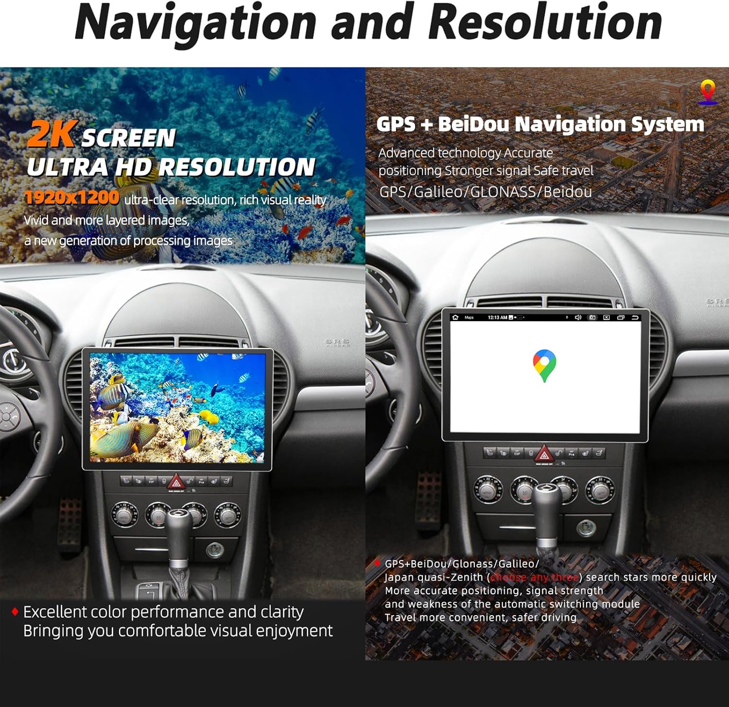 NEW 13.3 inch Multifunctional Car Screen for Mercedes-Benz SLK/CLK (2004-2010),Android Car Radio Stereo,Touch Screen Auto Navigation System with Carplay GPS WiFi Bluetooth FM Mirror Link(Si