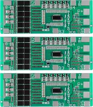 3 قطع 6S 18650 Li-Ion Lithium Battery PCB Protection Board 24V 40A Solar Lighting BMS PCB with Circuit Balanced Protection Module Charging Module with Balance Function for Drill Motor   