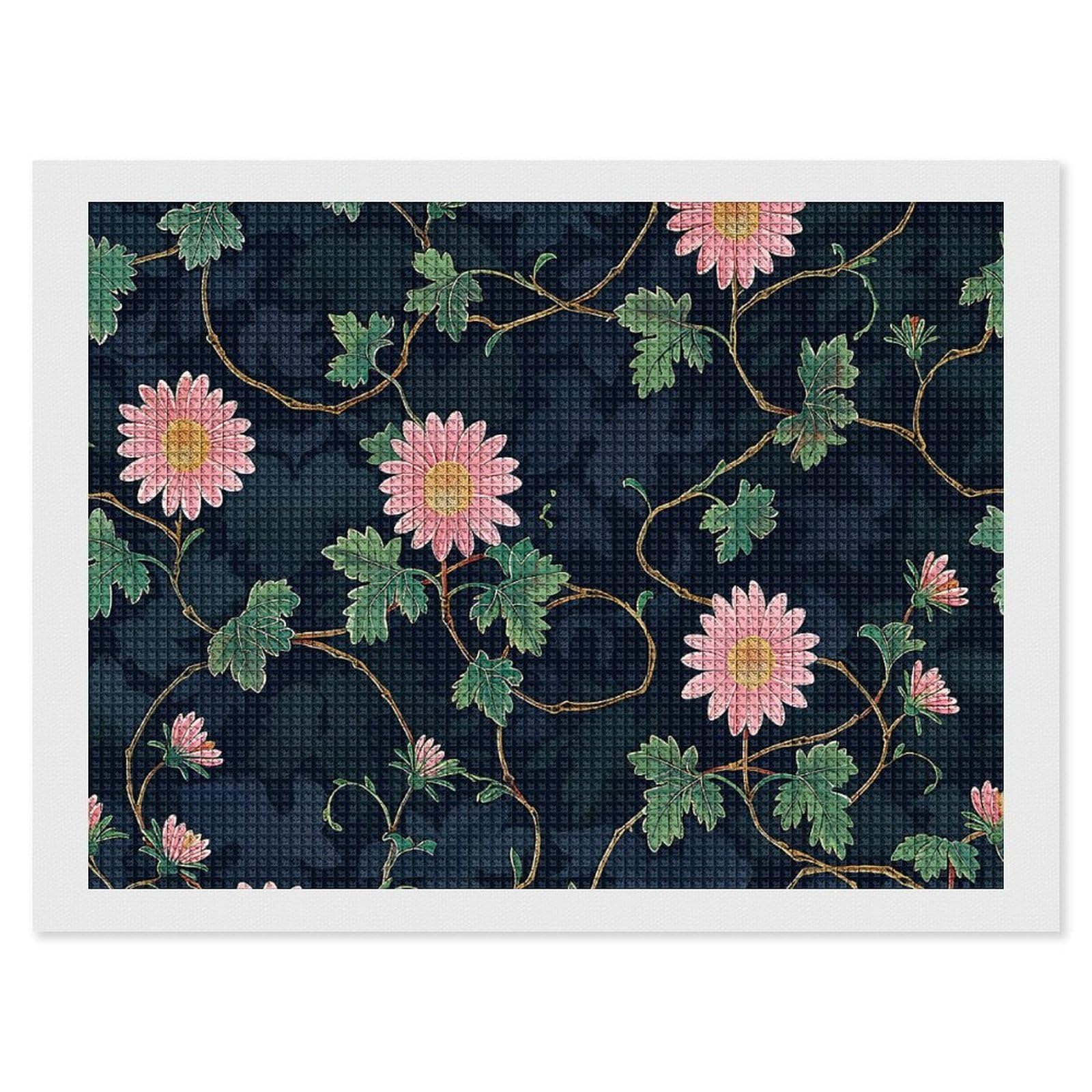 Daisies and Vines Diamond Art Kits for Adults, DIY 5D Diamonds Painting Kits for Beginner, Round Full Drill Diamond Dots Painting, 12"x16" Diamonds Pictures Gem Art and Crafts Wall Decor