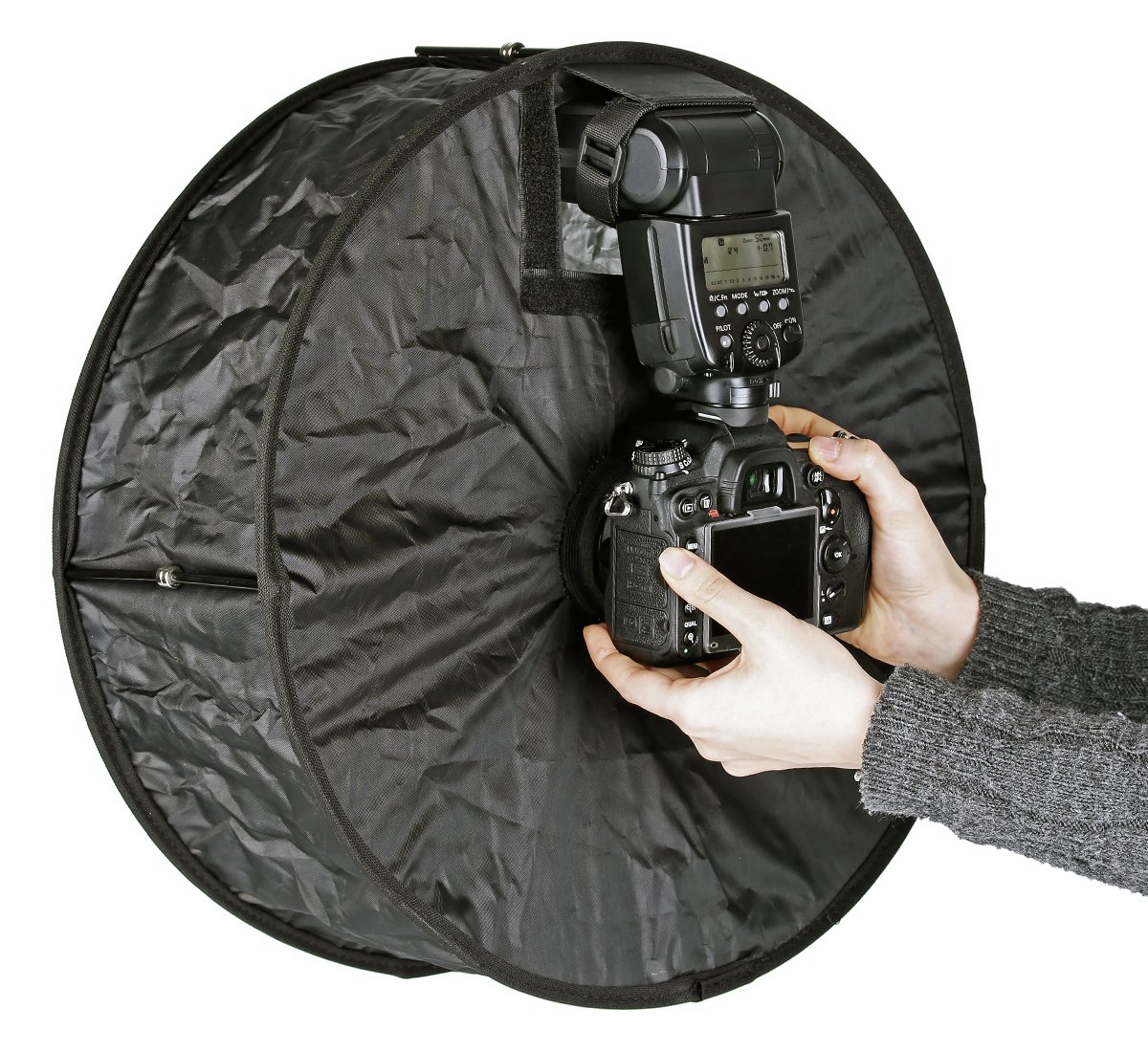 Faltbarer Ringblitz-Diffusor aus Stoff für Aufsteckblitz/Speedlite 43cm Ø