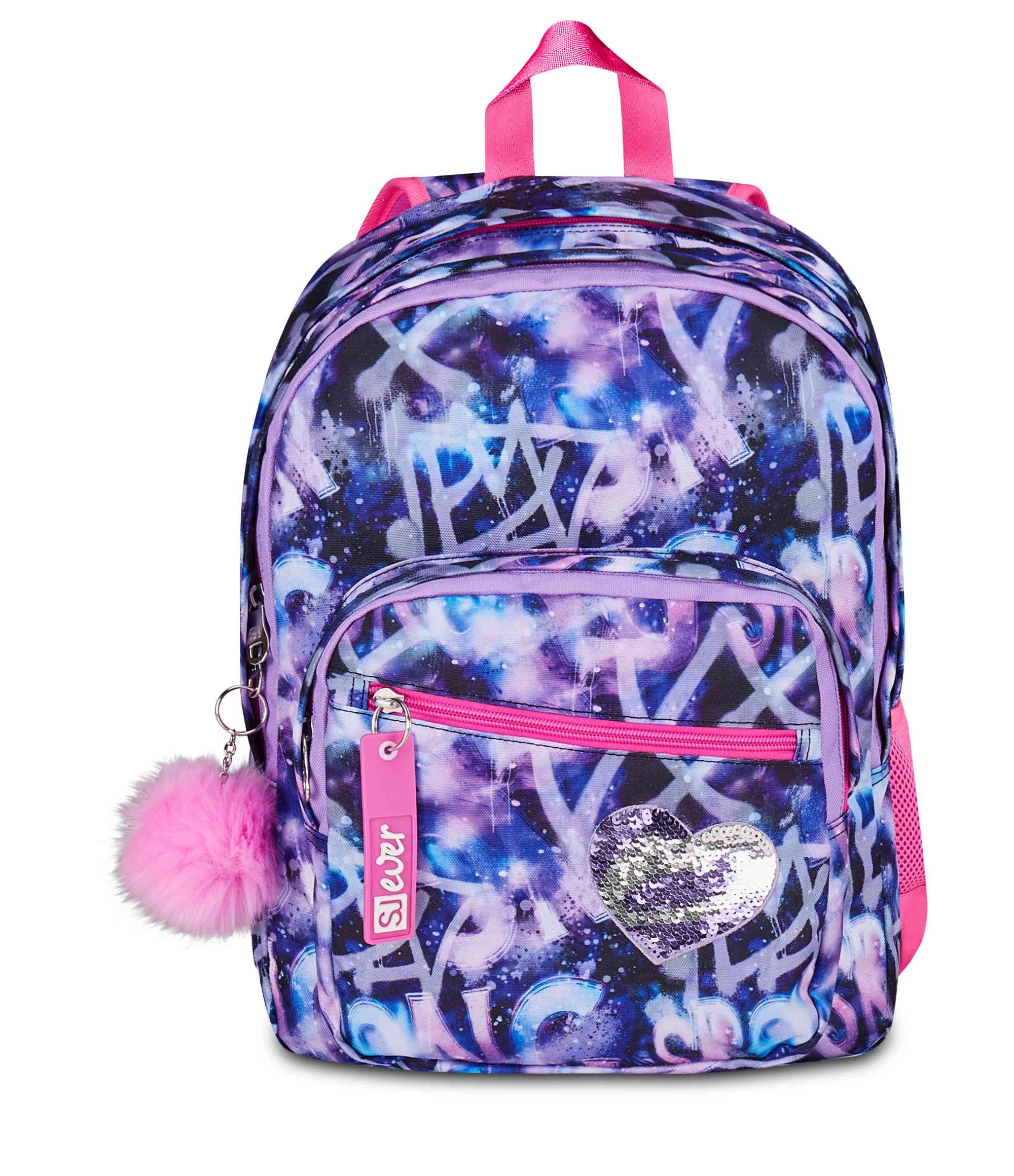 SJ GANG STYLE JAM GANG Zaino Scuola Doppio Scomparto, Sj Ever Multiviolet, Viola, 31 L, Con Tasca Porta Borraccia e Charm Staccabile, Elementari, Bambina