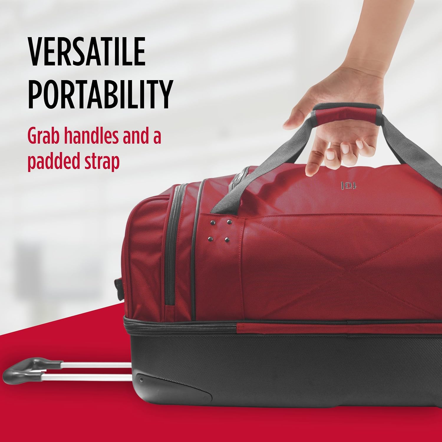 FUL Workhorse 30 Inch Rolling Duffel Bag, Split-Level Checked Travel Luggage with Hardshell Base and Wheels - Image 5