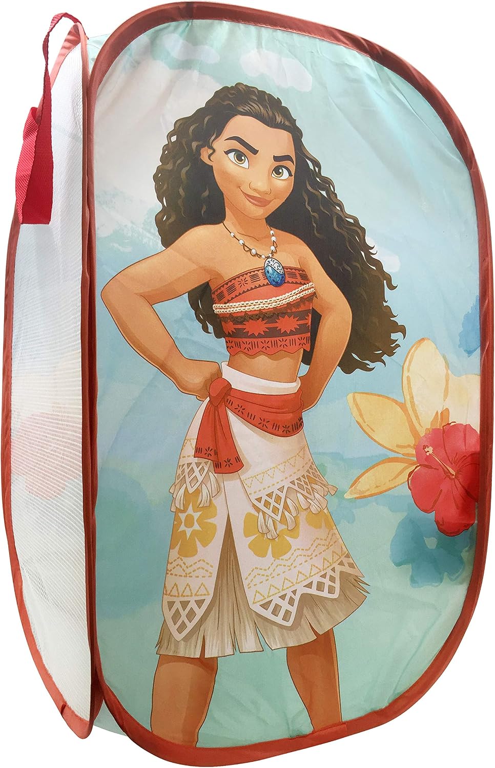 Disney Moana Power Pop Up Hamper - Mesh Laundry Basket/Bag with Durable Handles, 22" x 14" (Official Disney Product)