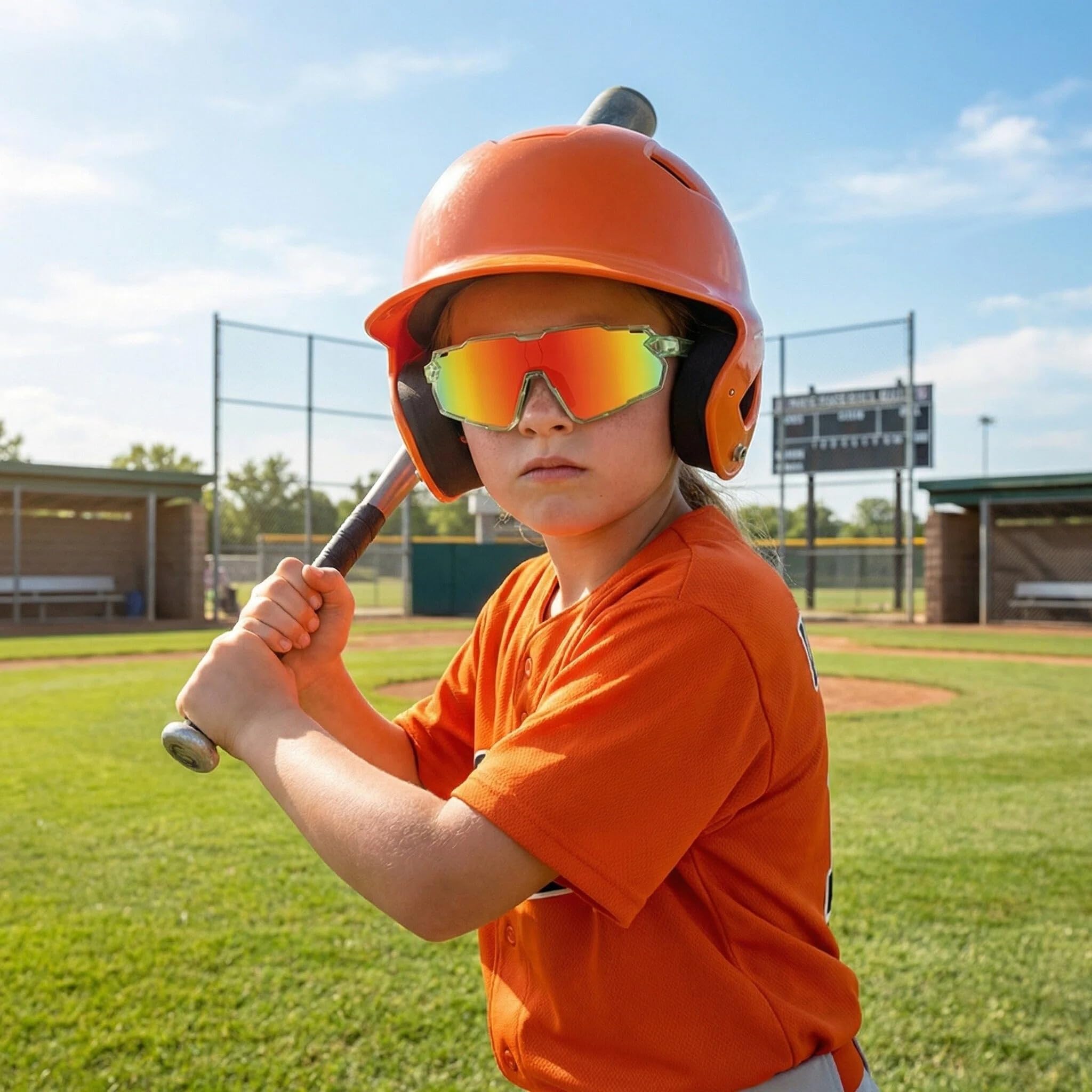 Polarisierte Sport-Sonnenbrille für Kinder, Jugendliche, Baseball, Radfahren, UV-Schutz, Sonnenbrille für Jungen und Mädchen, Alter 6–12 Jahre