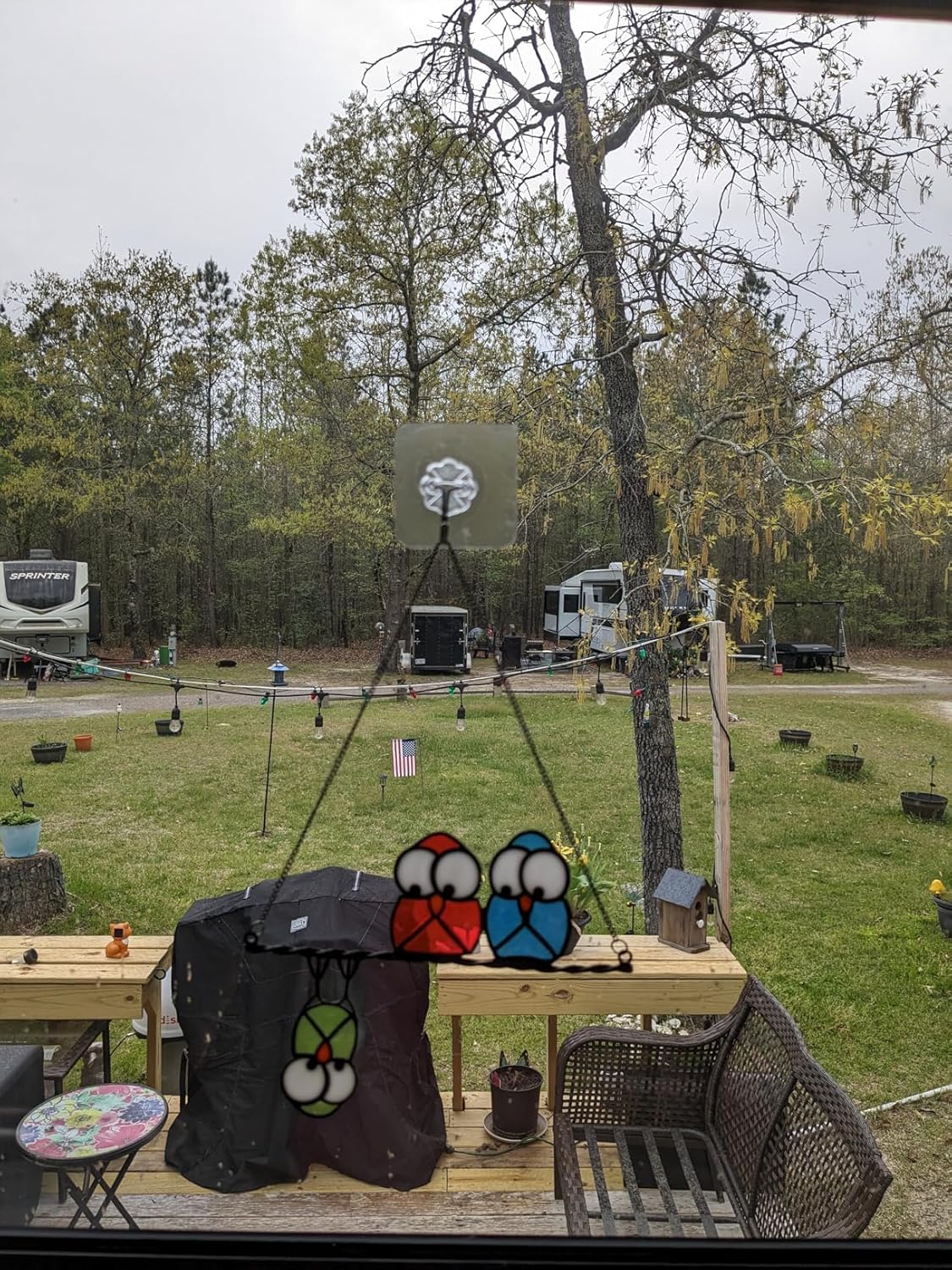 Multicolor Owls on a Wire High Suncatcher Panel, Bird Suncatcher for Windows Panels Hangings Hummingbird Glass Decoration for Wall Home Garden Decor Bird Owl Gift for Owl Lovers - Image 8