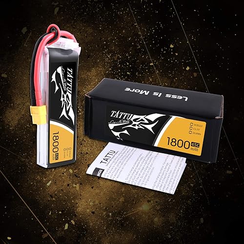 Miniatura 6 de Tattu Batería LiPo de 11.1V 1800mAh 3S 45C con enchufe XT60 para Skylark M4-FPV250 Mini trituradora 200 INDY250 PLUS MOJO 280 QAV250 Vortex Emax