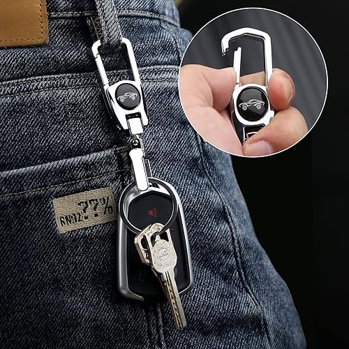Miniatura 5 de Juedarli Llavero de metal para automóvil, resistente con 2 llaveros desmontables, clip para llavero para llavero, accesorios para hombres y mujeres