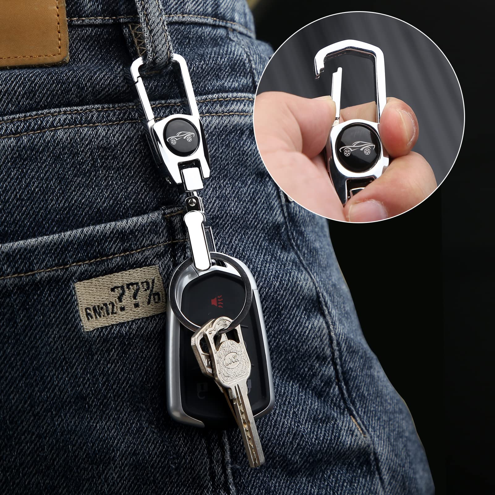 Metal Key Fob Chain For RAM 1500 - 2 Detachable Rings With Quick Release