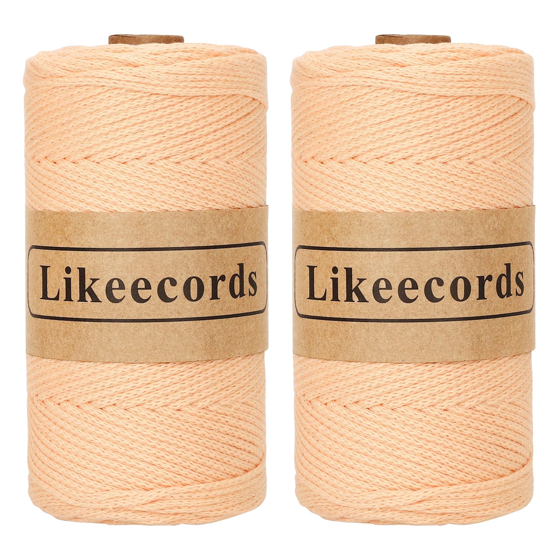 Likeecords 2 Skeins of 100% Cotton Crochet Bag Cord 2mm x 170m Macrame Cord 2mm Crochet Thread Macrame Rope Gift for Knitter (Inulin)