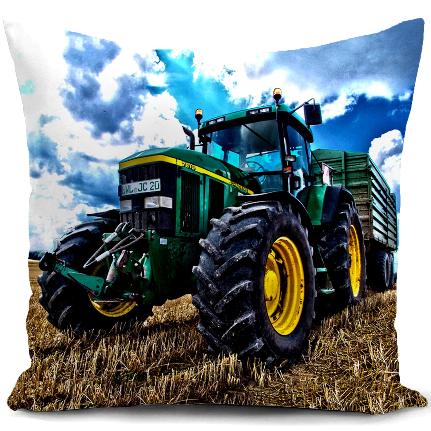 HUASHUZI Cushion Cover Tractor Gifts for Men Bedroom Accessories Boys Room Decor Kids Farming Throw Pillow Case Farm Home Decorations Couch Sofa 18"x18"(45x45cm)