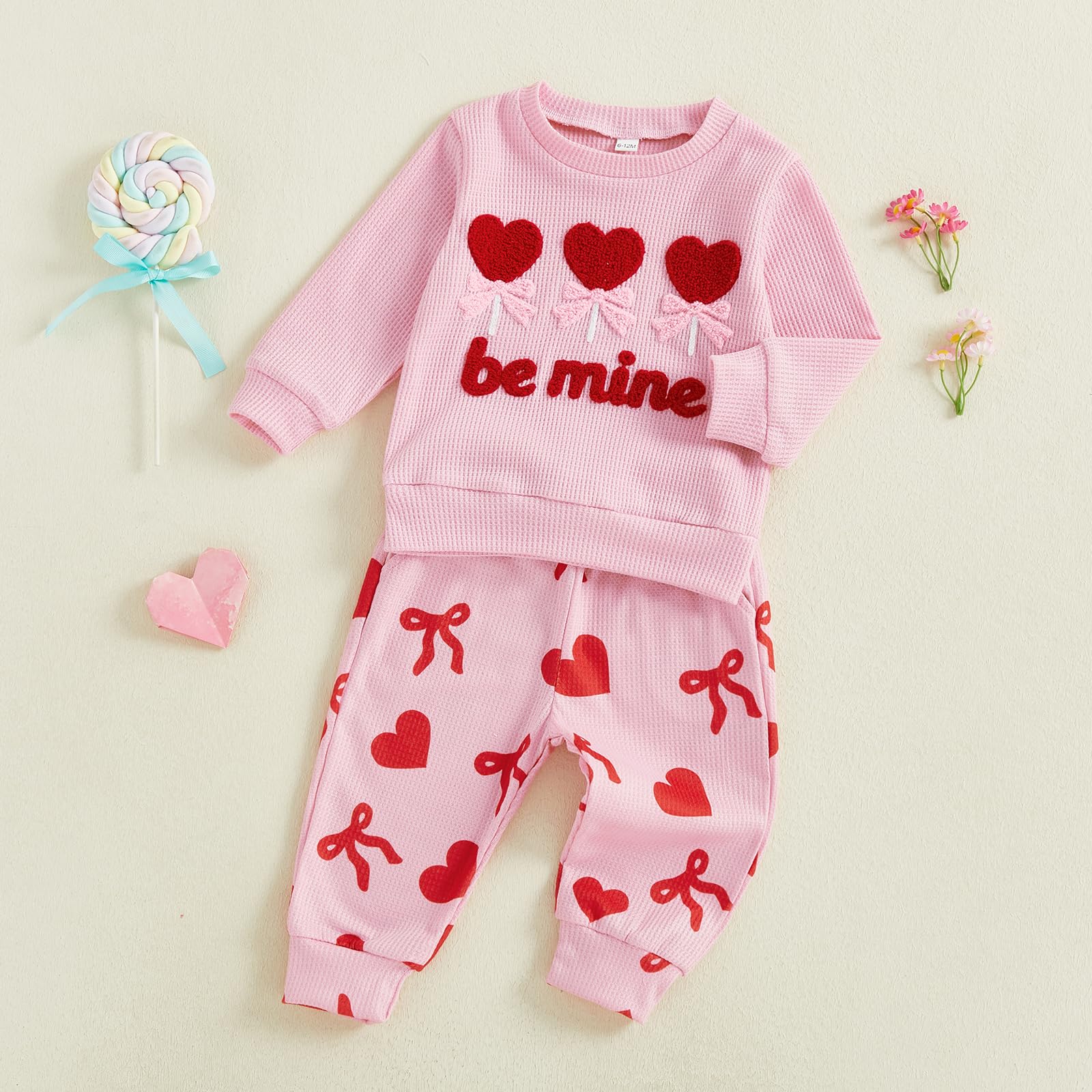 Geagodelia Ensemble Tenue de de Saint-Valentin Bébé Fille Enfant 2PCS Sweat Cœur + Pantalon de Jogging de Sport Survêtement pour Automne Hiver