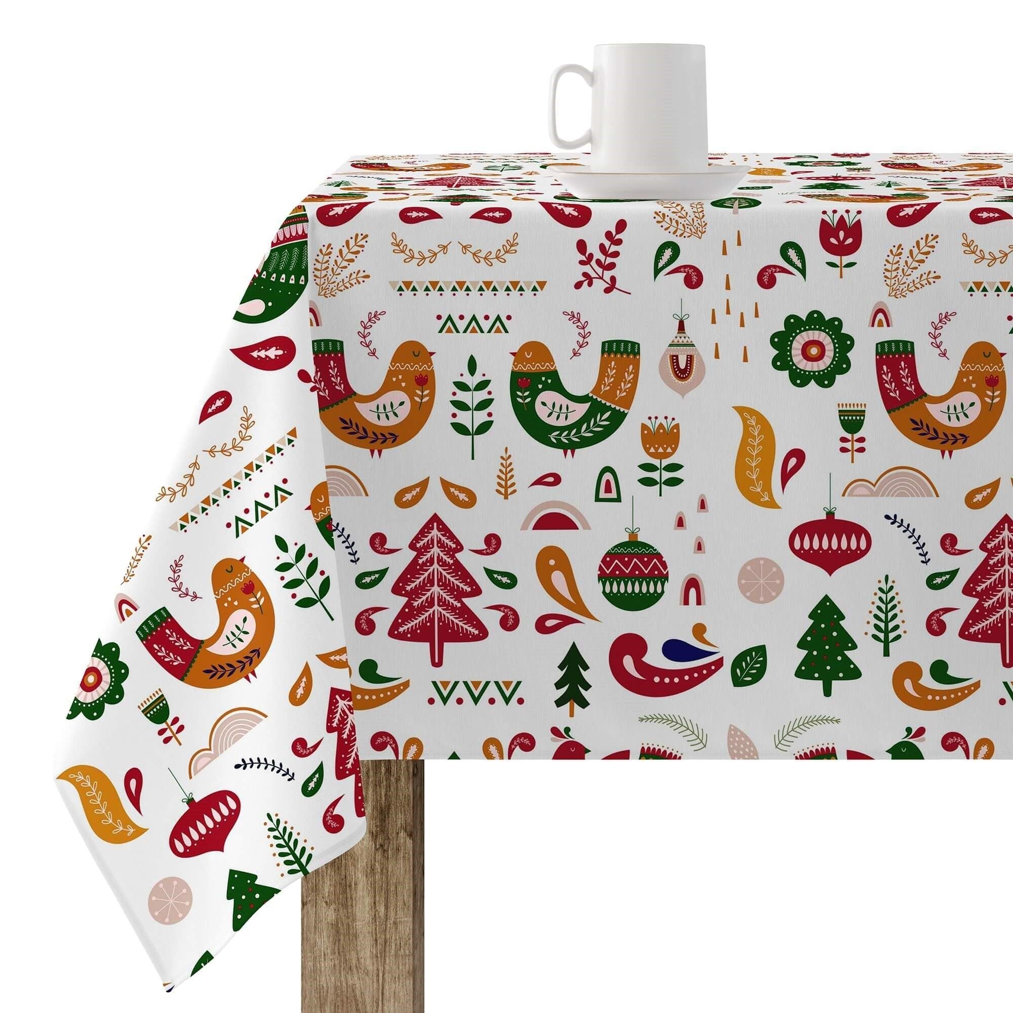BELUM | Christmas Tablecloth | Stain-Resistant Rectangular Table Cloth | Resin Tablecloth (Laminated Feel) | Table Cloth | Home Table Cloth (100 x 140 cm)