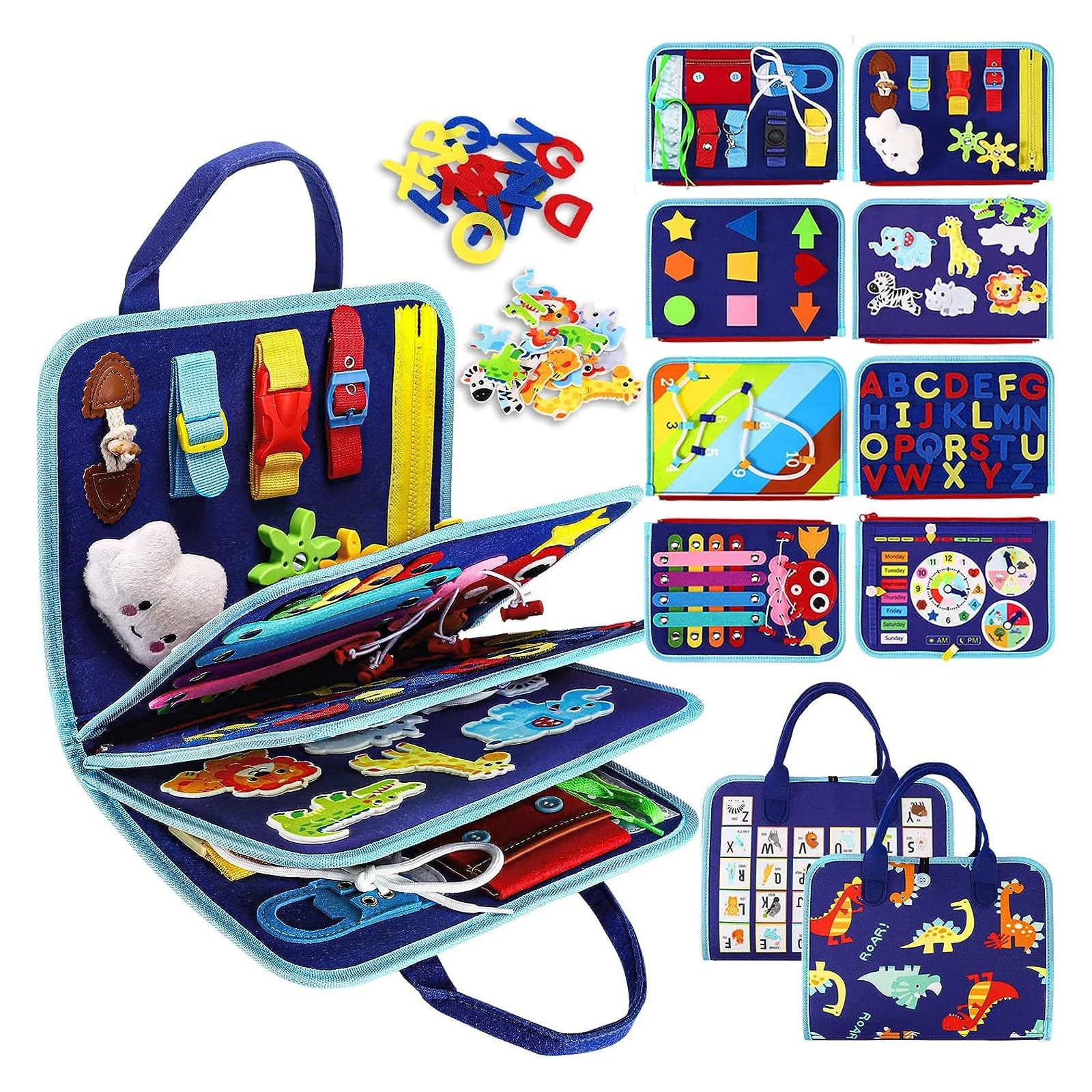 Busy Board alouweekuky Montessori Toy from 1 Year Old for Toddlers Boys and Girls, 25-in-1 Quiet Book