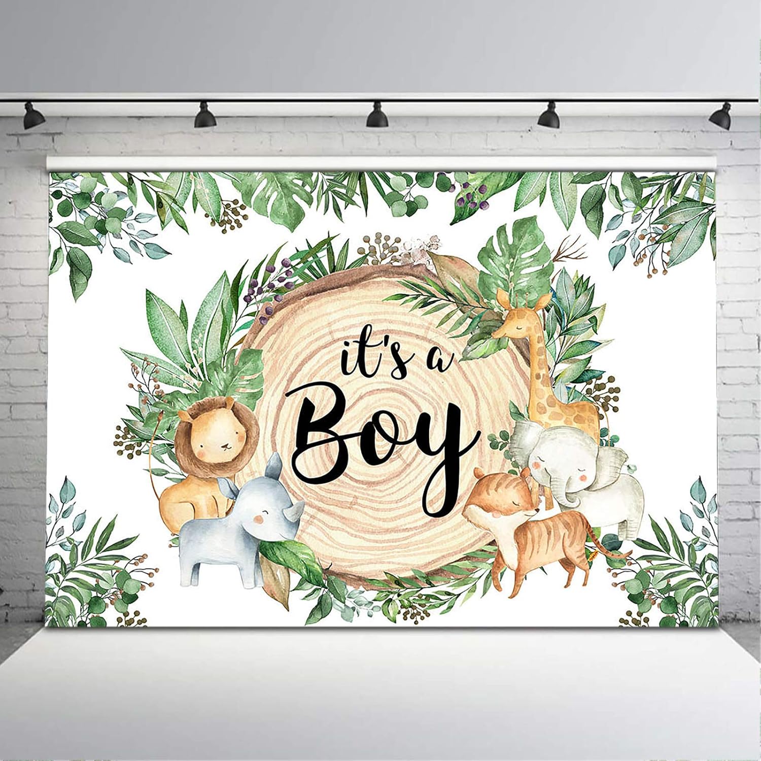 Avezano It's a Boy Woodland Baby Shower Backdrop Woodland Animals Baby Shower Background Boys Safari Jungle Boy Baby Shower Backdrops Supplies (8x6)