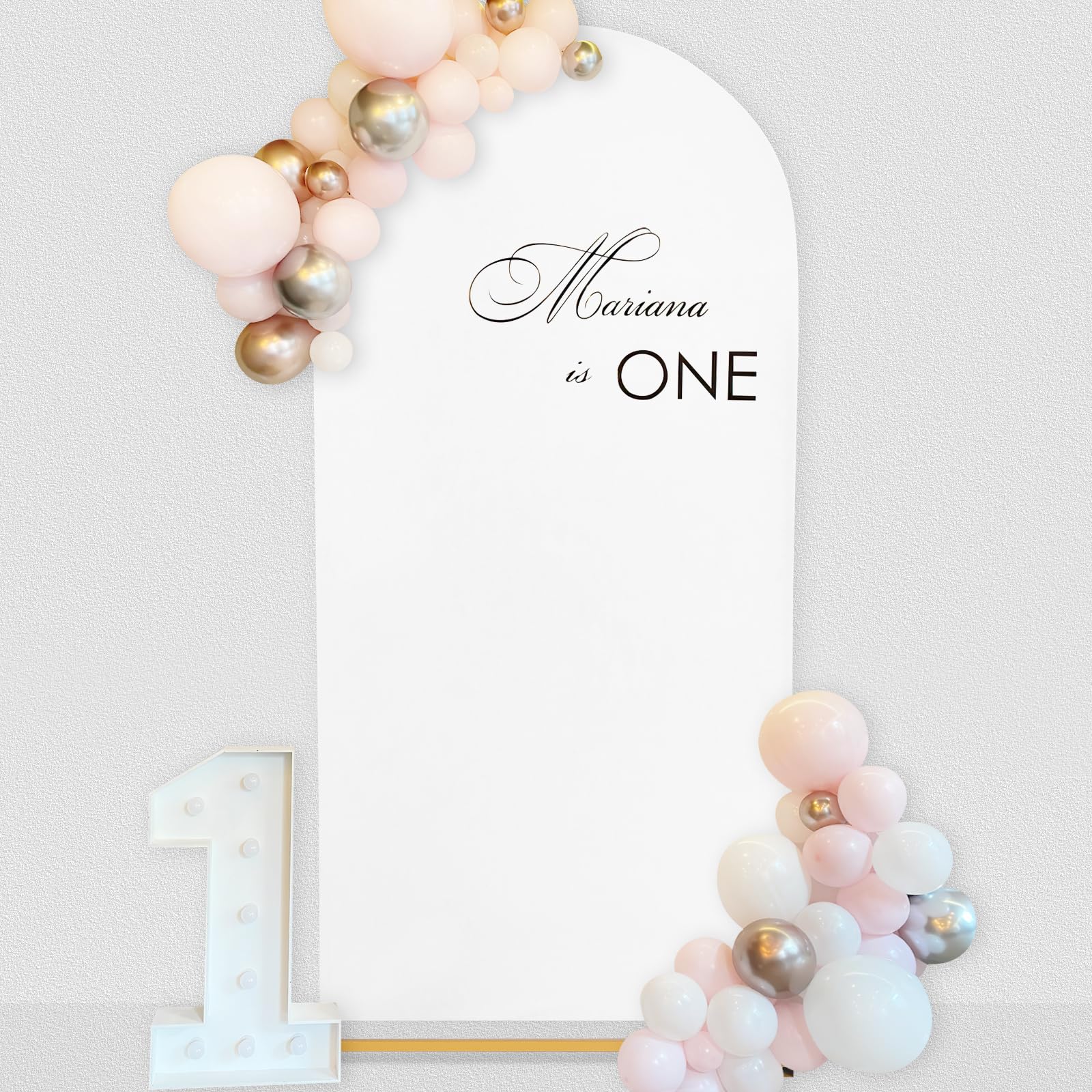 SoarDream White Arch Backdrop Cover Spandex Fitted 5FT White Wedding Arch Covers Balloon Round Top Chiara Arch Backdrop Fabric for Spring Birthday