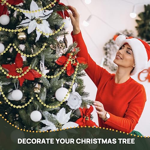 Miniatura 2 de Guirnalda de perlas de 0.236 in, guirnalda de perlas de imitación de oro de 66 pies, rollo de guirnalda de perlas de imitación, decoración de fiesta