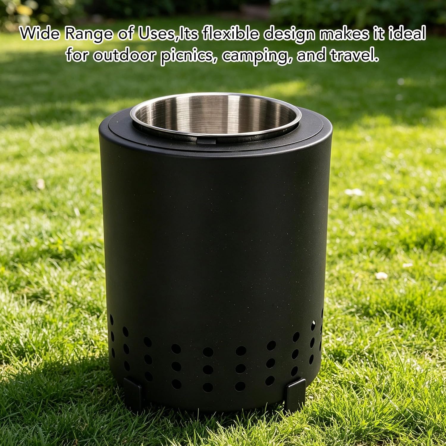 Karlak, Portable Stainless Steel Tabletop Firepit for Camping and Outdoor Picnics, Compact Design with 2 Accessories