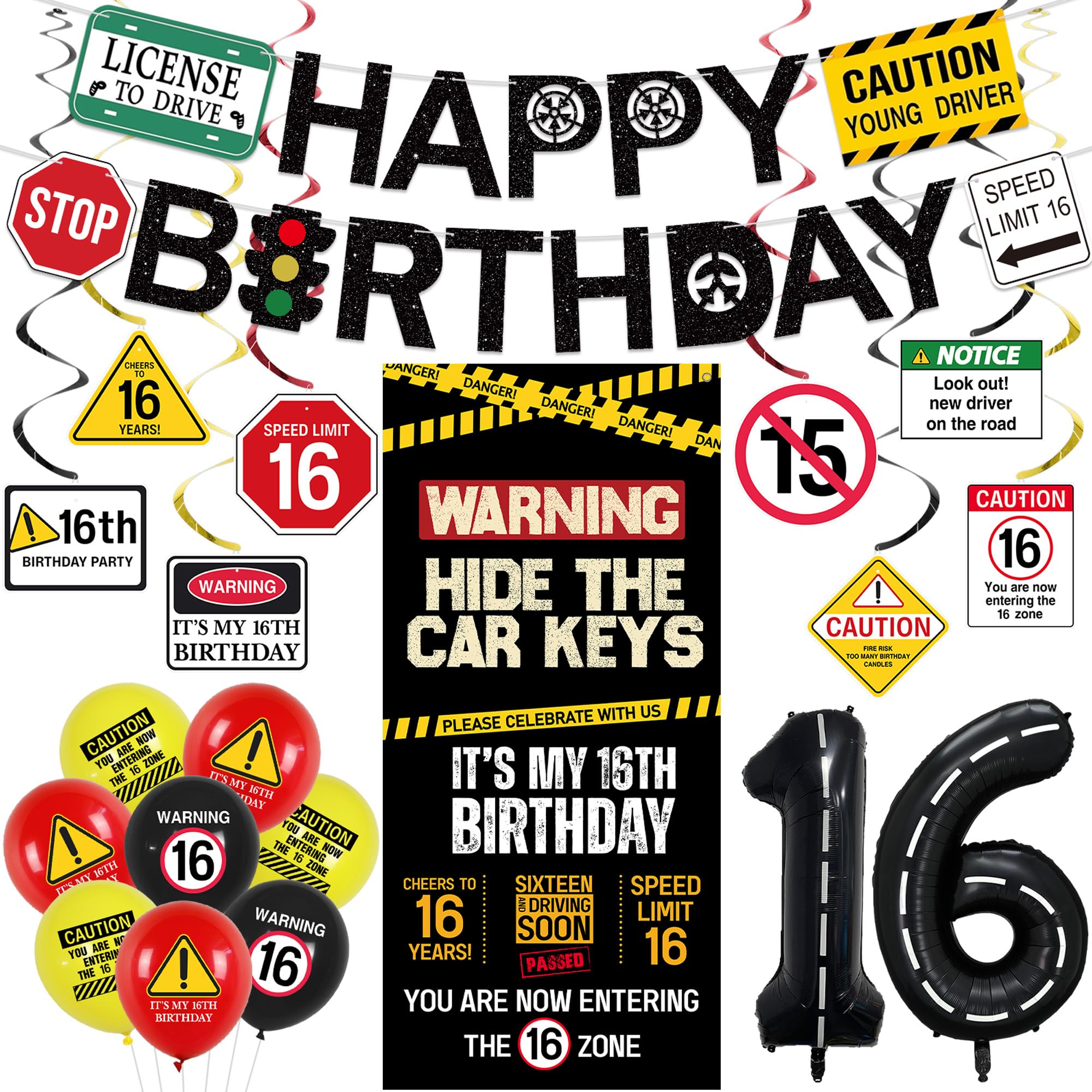Caution Hide The Car Keys 16th Birthday Set