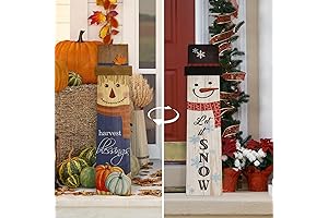 Two-Sided Outdoor Christmas Scarecrow Snowman Welcome Sign