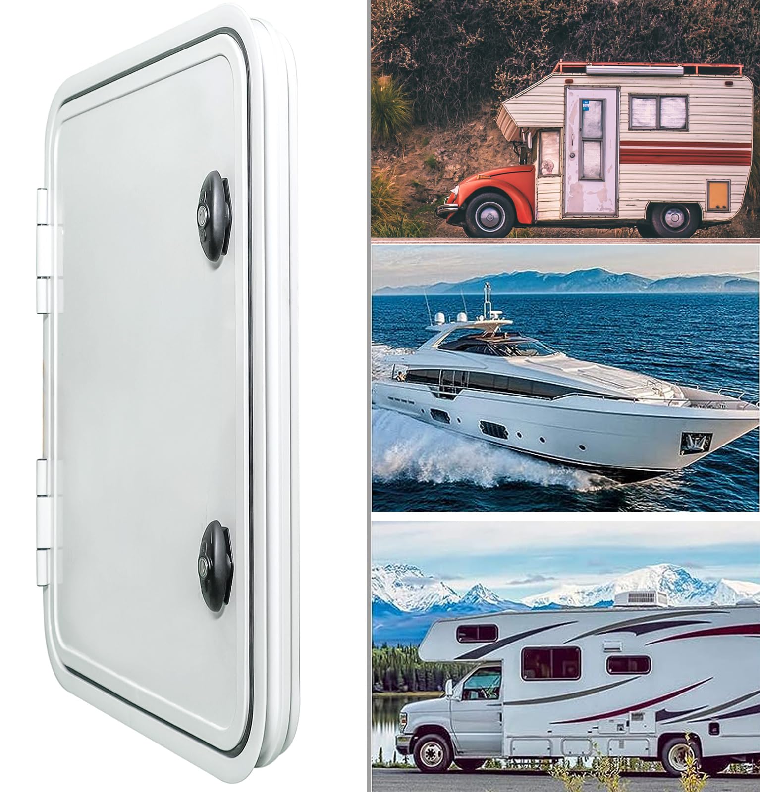 HWHongRV Porta di accesso per vano camper, in lega di alluminio, porta per bagagli per camper, rimorchio, cavo di alimentazione elettrica, con 2 chiavi, per camper, pontone, camion, camper, rimorchio