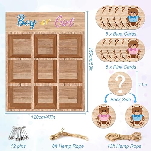 Miniatura 2 de OurWarm Juegos de revelación de género  Tic Tac Toe Board Ideas de revelación de género, niño o niña, él o ella firma suministros de fiesta de