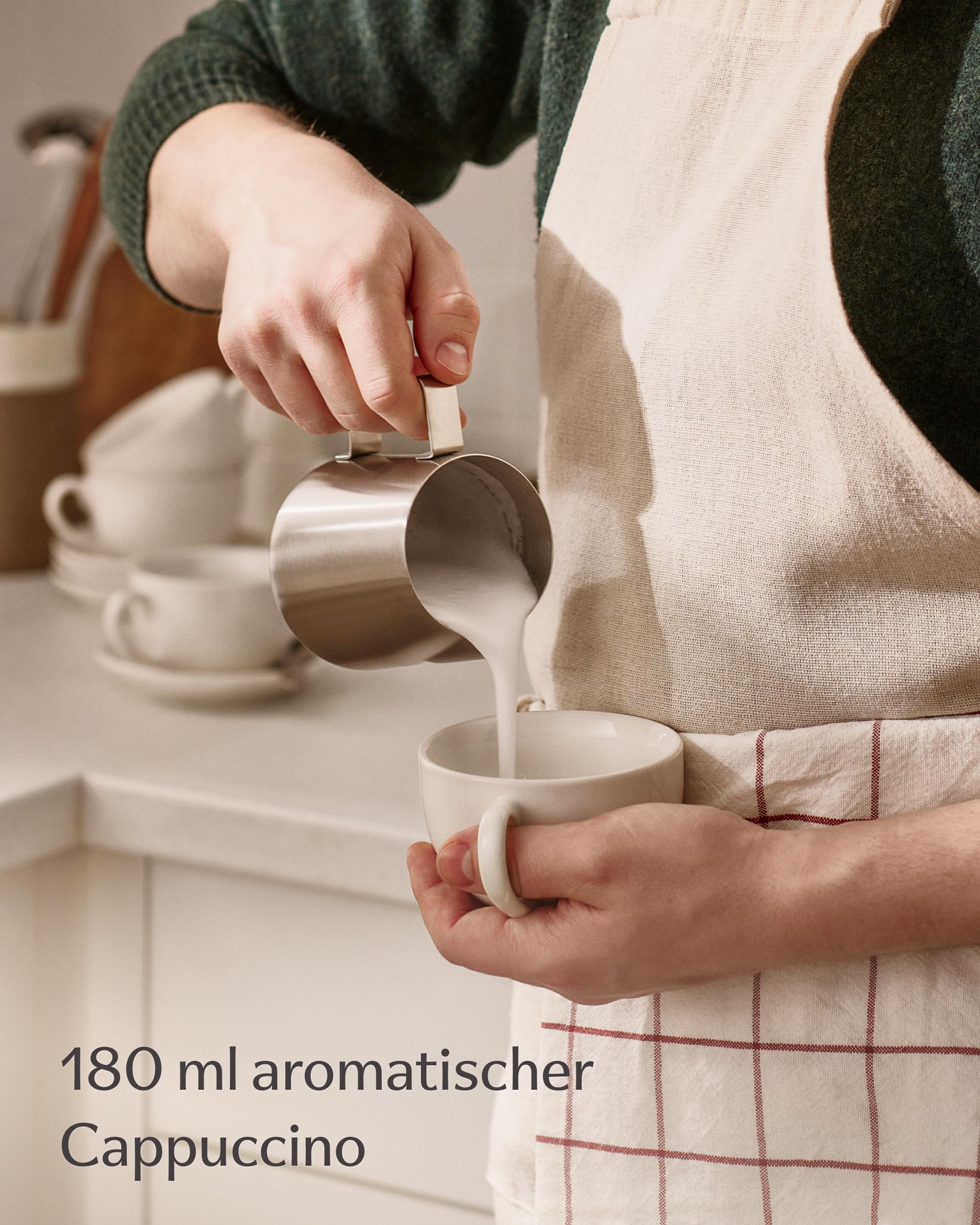 Cosumy Cappuccino Tassen Set 6er mit Untertassen – Kaffeetassen Keramik Weiß – Hält Lange Warm – Spülmaschinenfest – Kaffee Tassen Sets & Kaffeetasse Modern – Kaffeeservice Geschenkidee -180ml