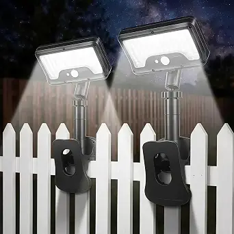 CVchancin Solar Lights Outdoor Motion Sensor, 92 LED Clip-On Solar Light, 360° Rotatable, IP65 Waterproof, 2-Pack