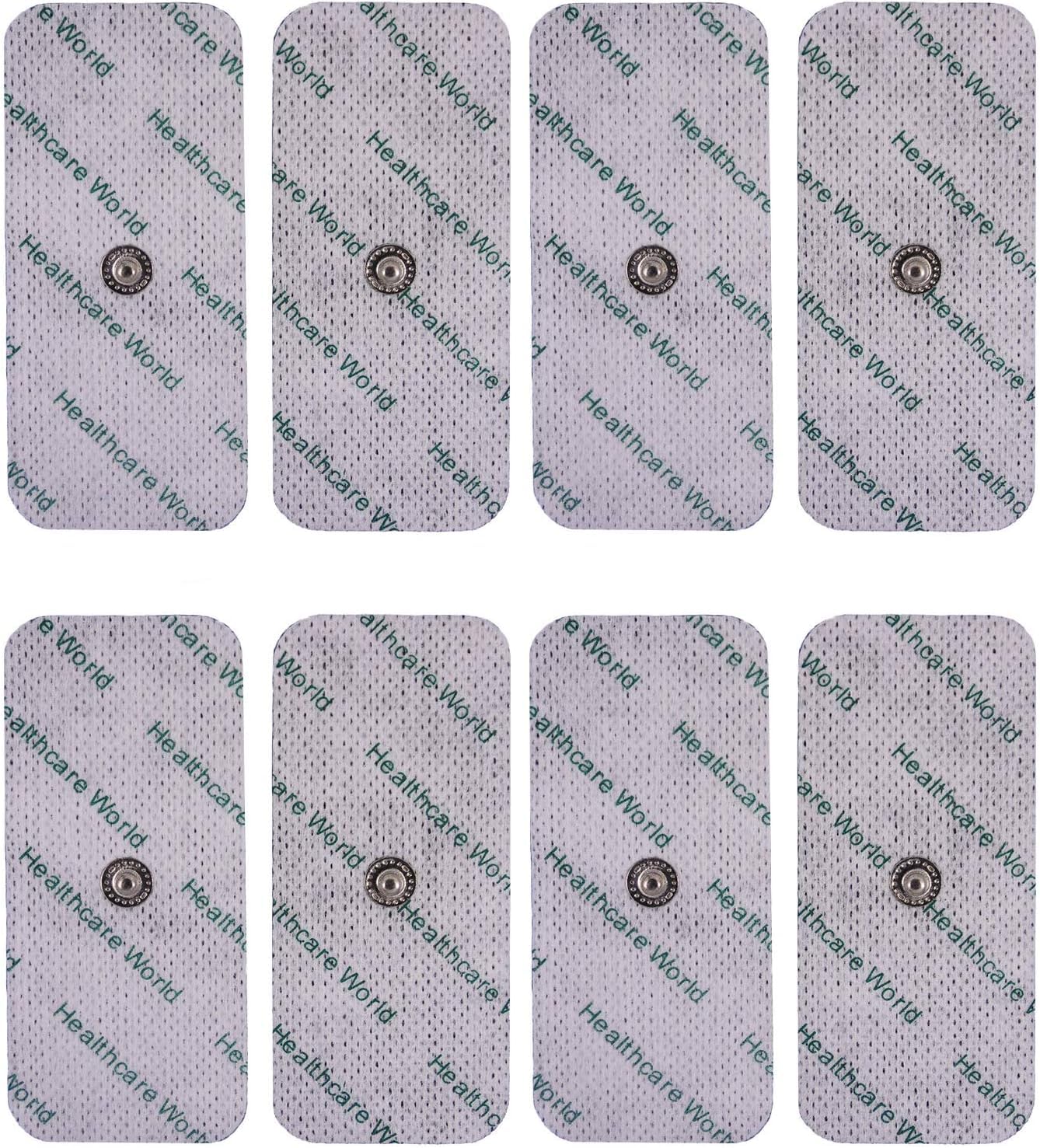 Healthcare World Large TENS Electrode Pads – 3.9mm Stud Connector – Set of 8 – Compatible with Compex, Cefar & Easy