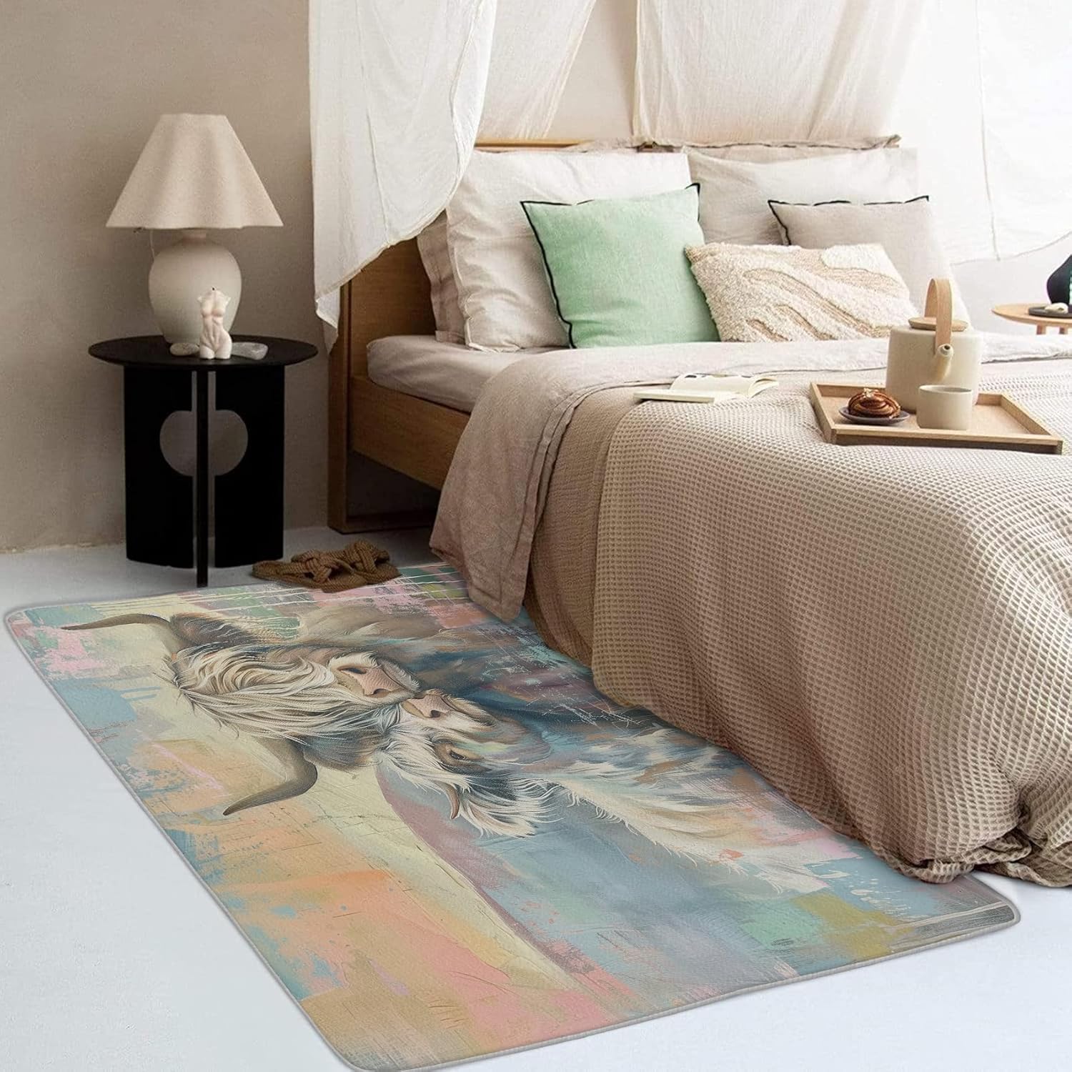Highland Cow Rug 2x3, Farm Animal Throw Rugs for Entryway Bedroom Living Room, Western Cattle Area Rug, Highland Cow Decor, Indoor Floor Carpet, Washable Non Slip Stain Resistant