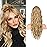 FLUFYMOOZ Ponytail Extension, 22 Inch Drawstring Ponytail Hair Extensions for Women Long Curly Wavy Ponytail Natural Synthetic Hairpiece for Women (22 Golden Blonde with Highlights)