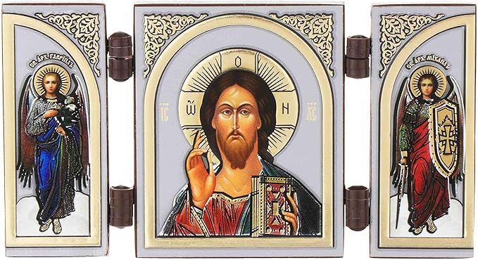 NKlaus – Jesus Christus – Ikone Triptychon Christlich – Holz reise Altar Ikonografie 16628